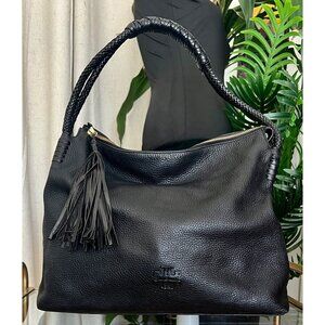 TORY BURCH BLACK LEATHER MCGRAW/TAYLOR HOBO SLOUCHY BAG